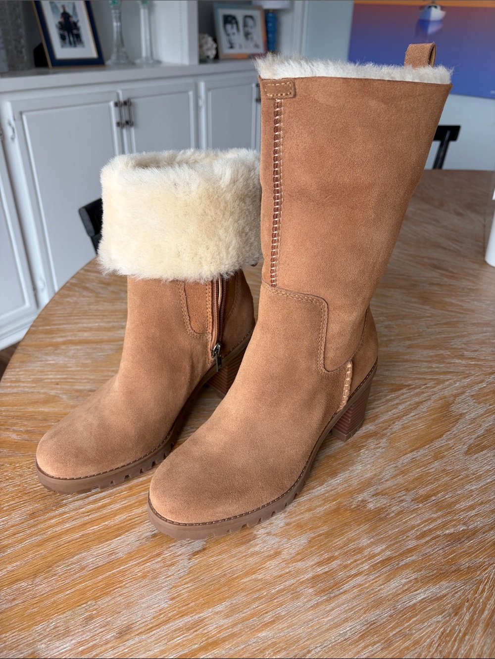 UGG Chestnut Suede Shearling Mid-Calf Boots